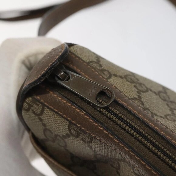 GUCCI GG Supreme Web Sherry Line Shoulder Bag PVC Beige Gold Red Auth ki5490 - Picture 11 of 16